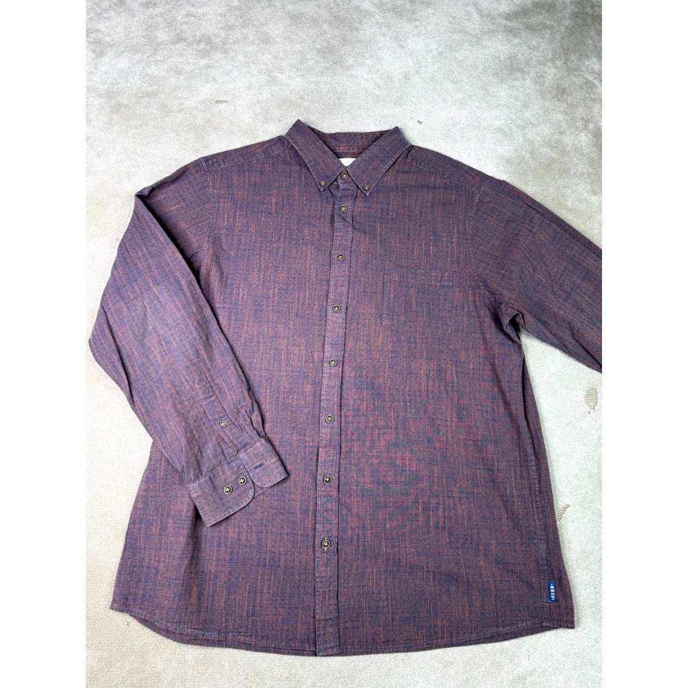 Rowm Shirt Mens 2XT Purple Rust Textured Pocket Casual Everyday Wear Button Down